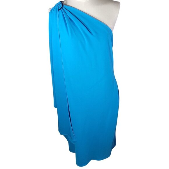 Lauren Ralph Lauren One-Shoulder Blue Dress Size 12 - Picture 1 of 10
